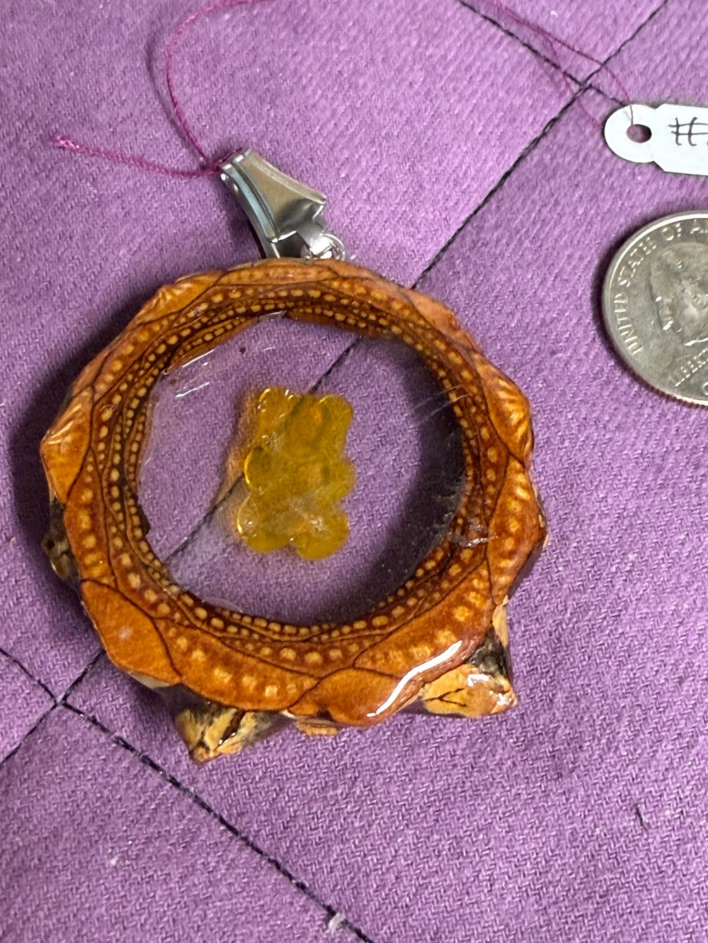 Image of Yellow Gummy Bear Pinecone Pendant #83