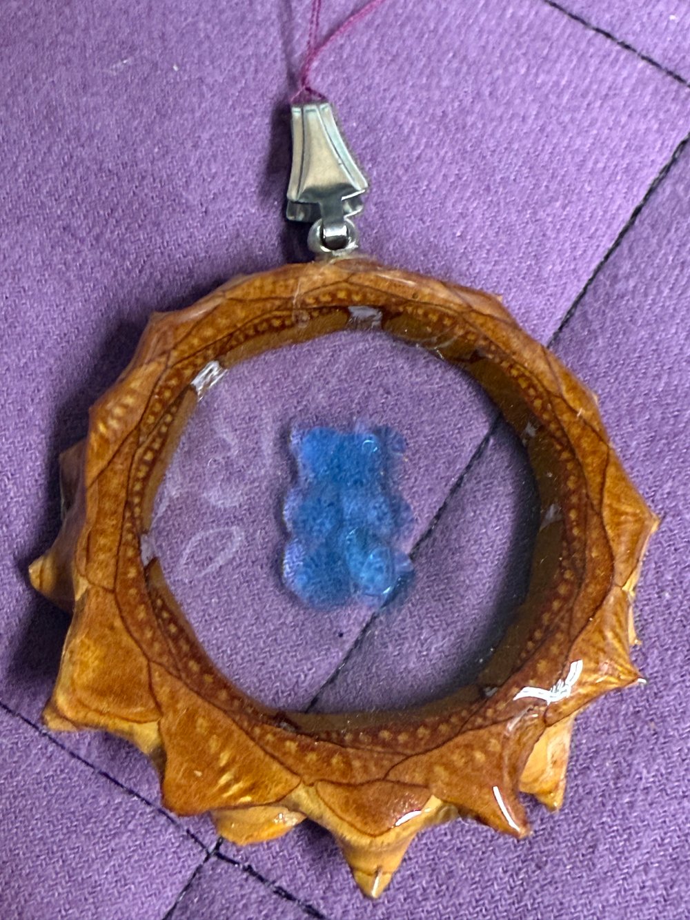 Image of Blue Gummy Bear Pinecone Charm | Handmade PNW Jewelry | #82