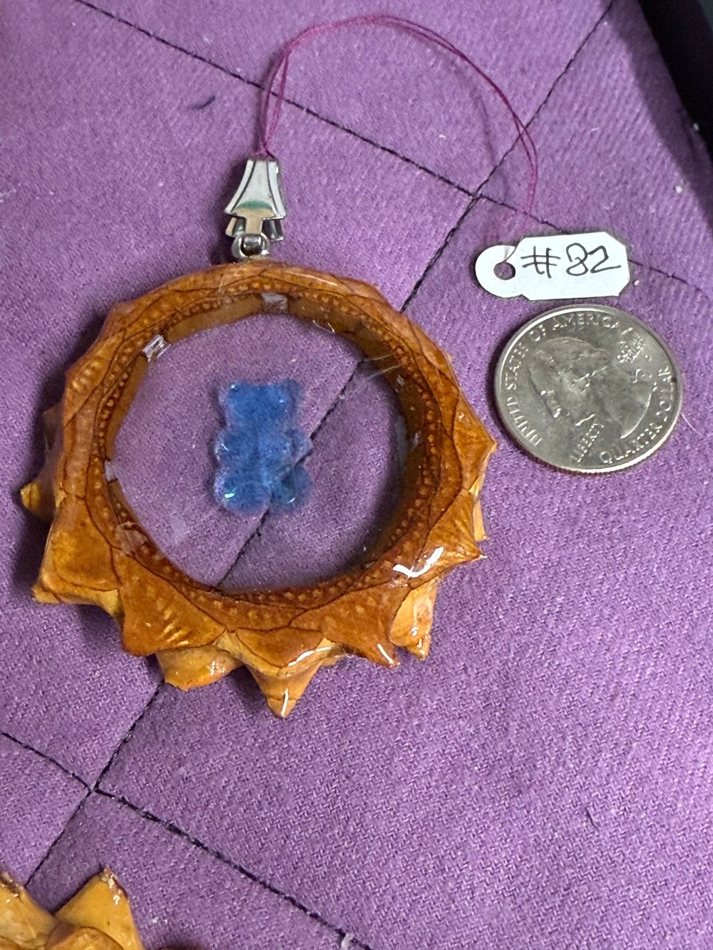 Image of Blue Gummy Bear Pinecone Pendant #82