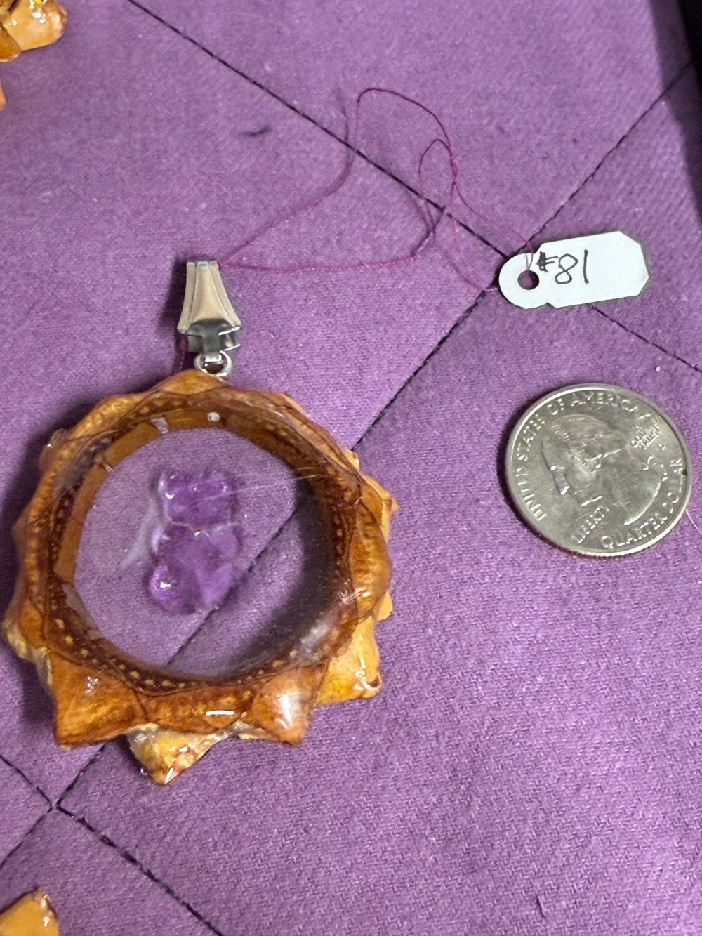 Image of Pink Gummy Bear Pinecone Pendant #81
