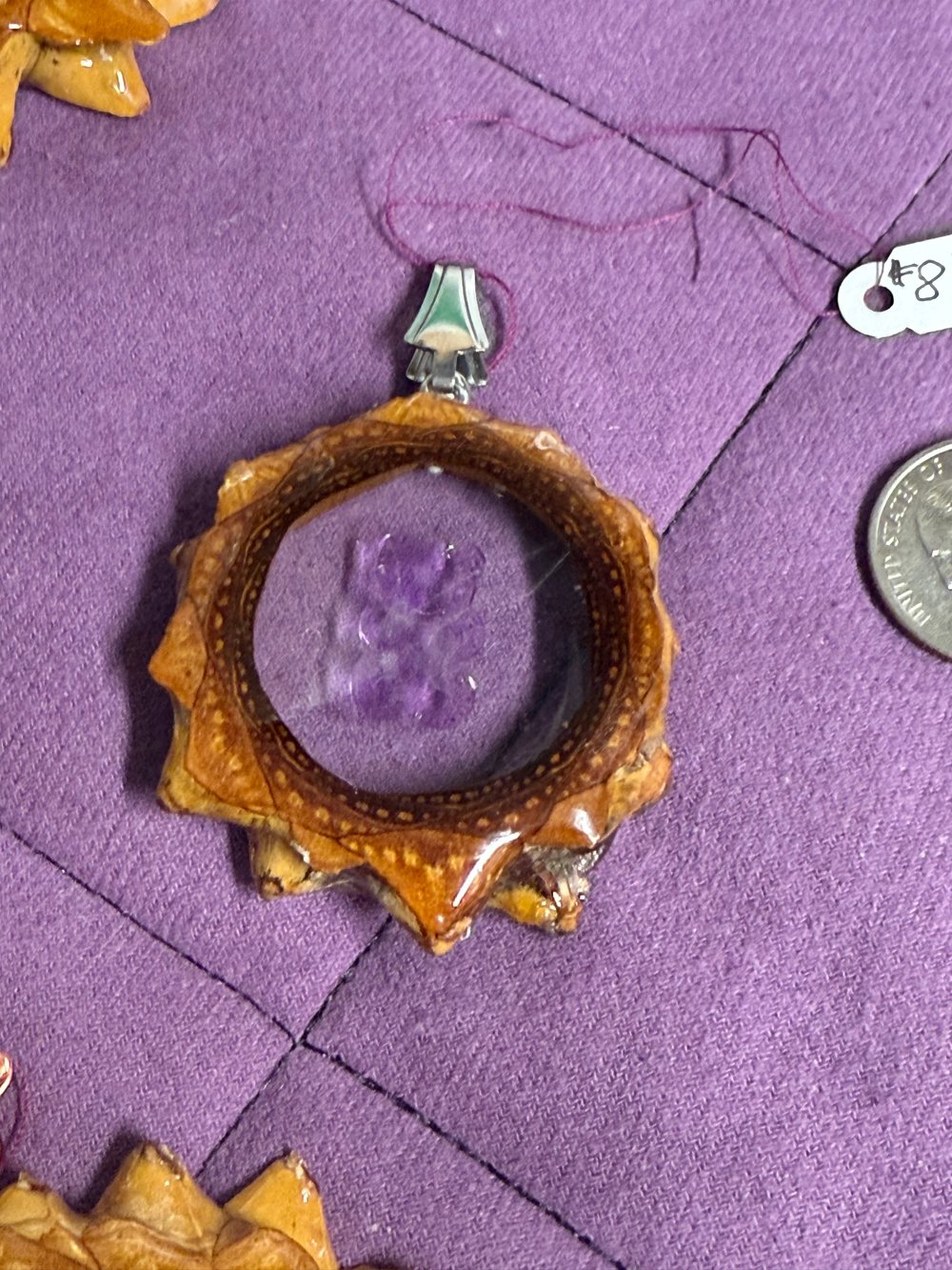 Image of Pink Gummy Bear Pinecone Pendant #81