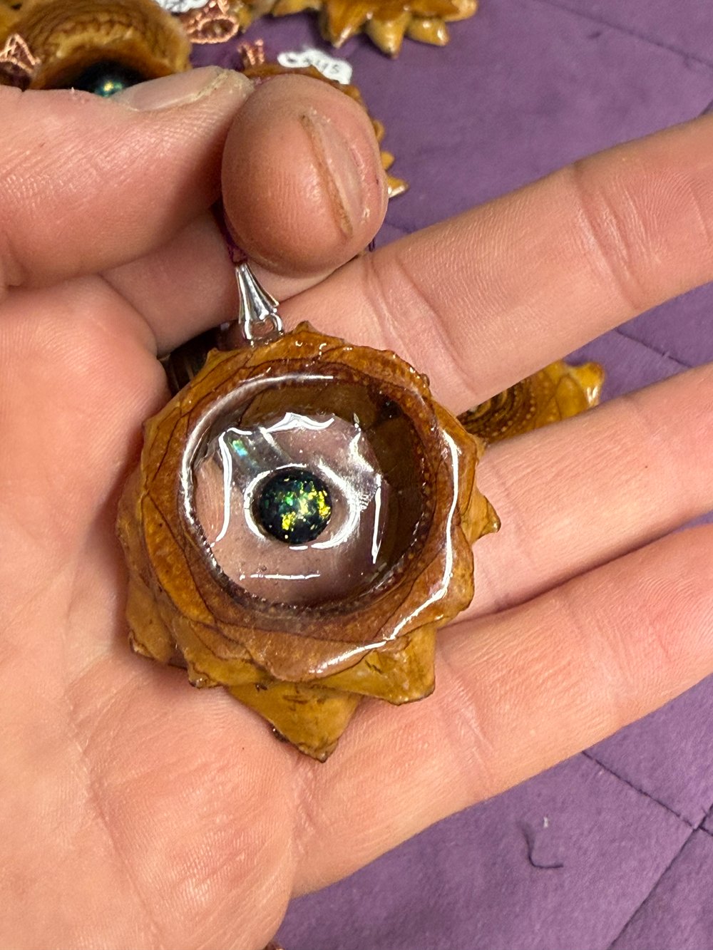 Image of Dichroic Glass Pinecone Charm | Handmade PNW Jewelry | #80