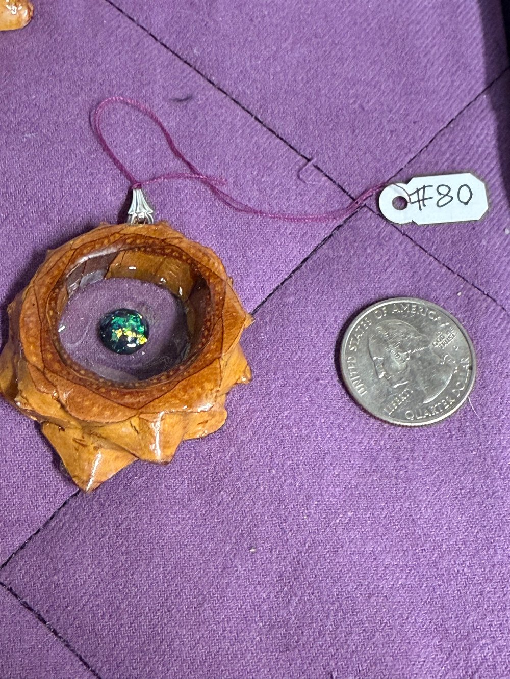 Image of Dichroic Glass Pinecone Pendant #80