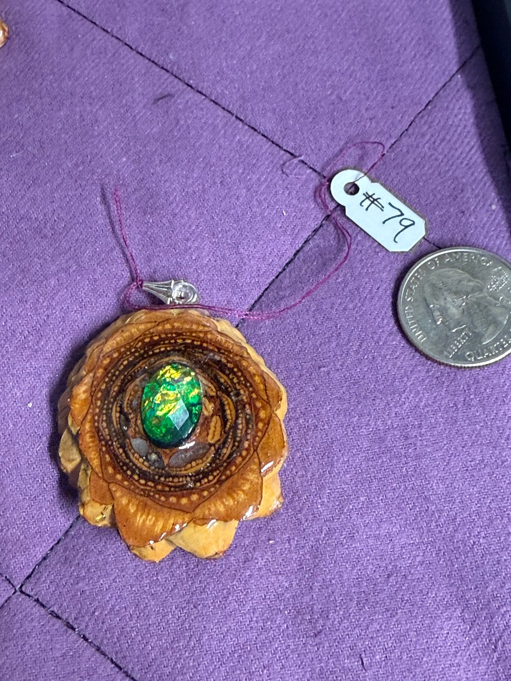 Image of Dichroic Glass Pinecone Pendant #79