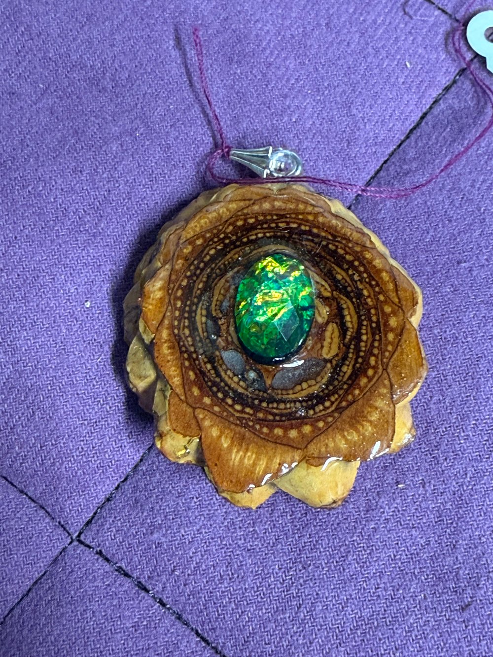 Image of Dichroic Glass Pinecone Charm | Handmade PNW Jewelry | #79
