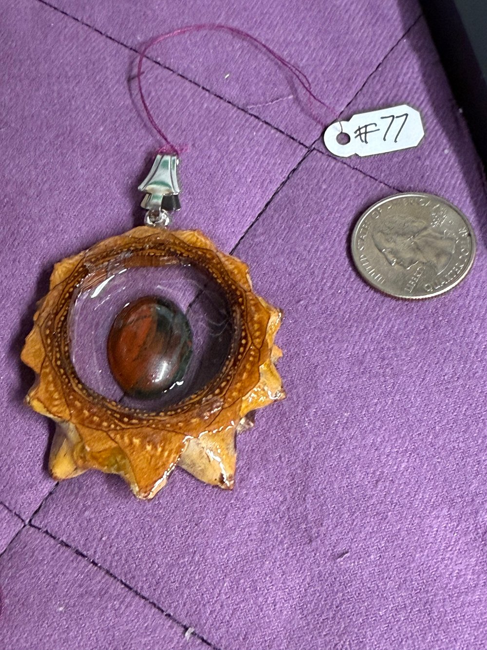 Image of Bloodstone Pinecone Charm| Handmade PNW Jewelry | #77