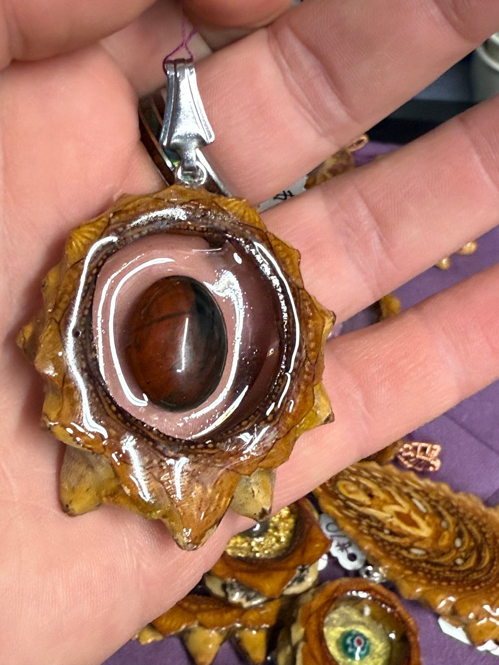 Image of Bloodstone Pinecone Charm| Handmade PNW Jewelry | #77