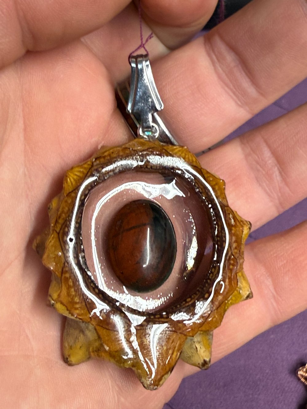 Image of Bloodstone Pinecone Charm| Handmade PNW Jewelry | #77