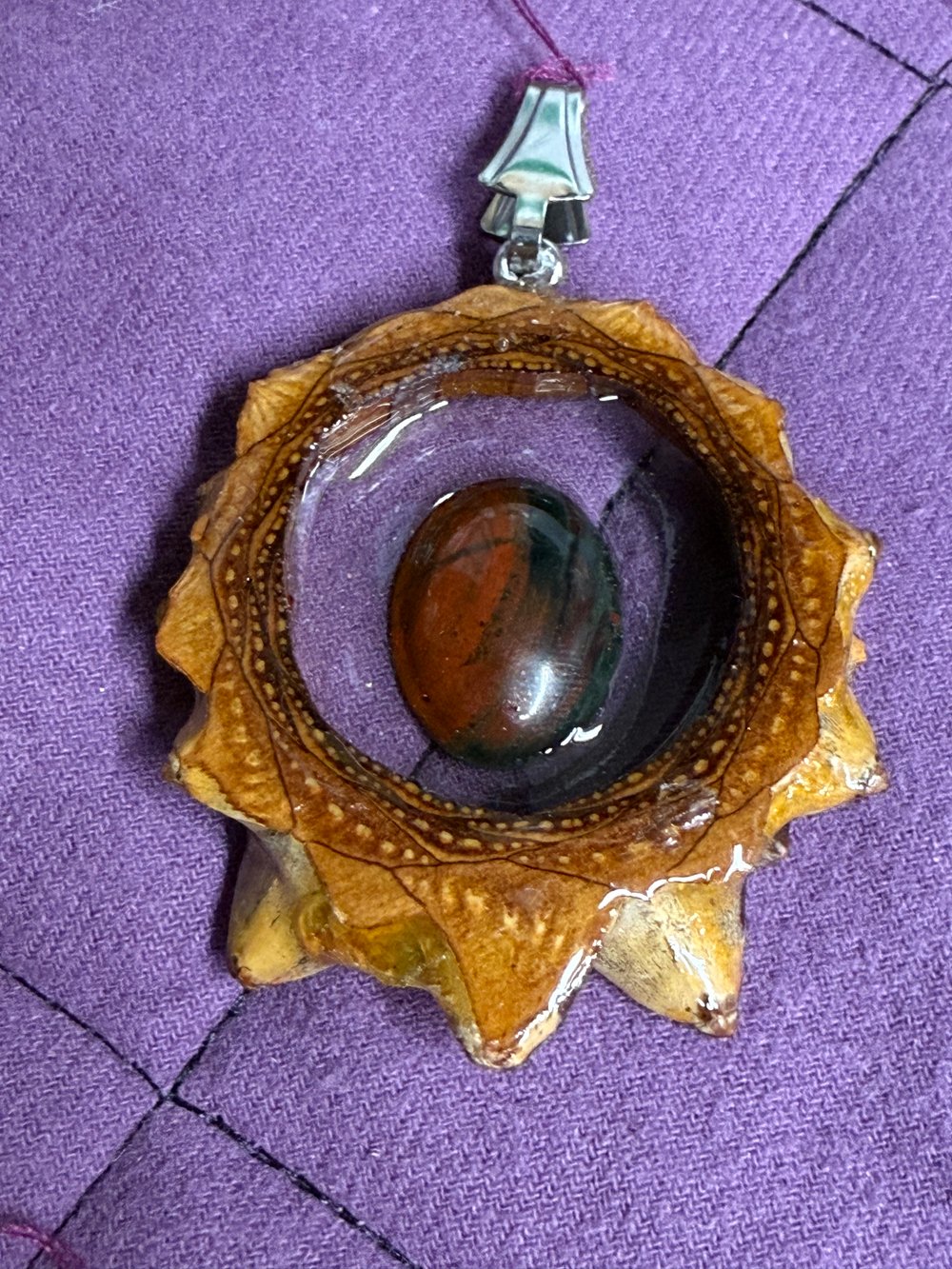 Image of Bloodstone Pinecone Charm| Handmade PNW Jewelry | #77