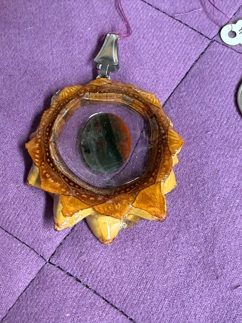 Image of Bloodstone Pinecone Charm| Handmade PNW Jewelry | #77