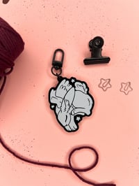 Image 2 of Sleepy Bunny - Black Acrylic Keychain