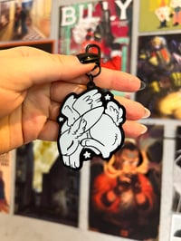 Image 1 of Sleepy Bunny - Black Acrylic Keychain