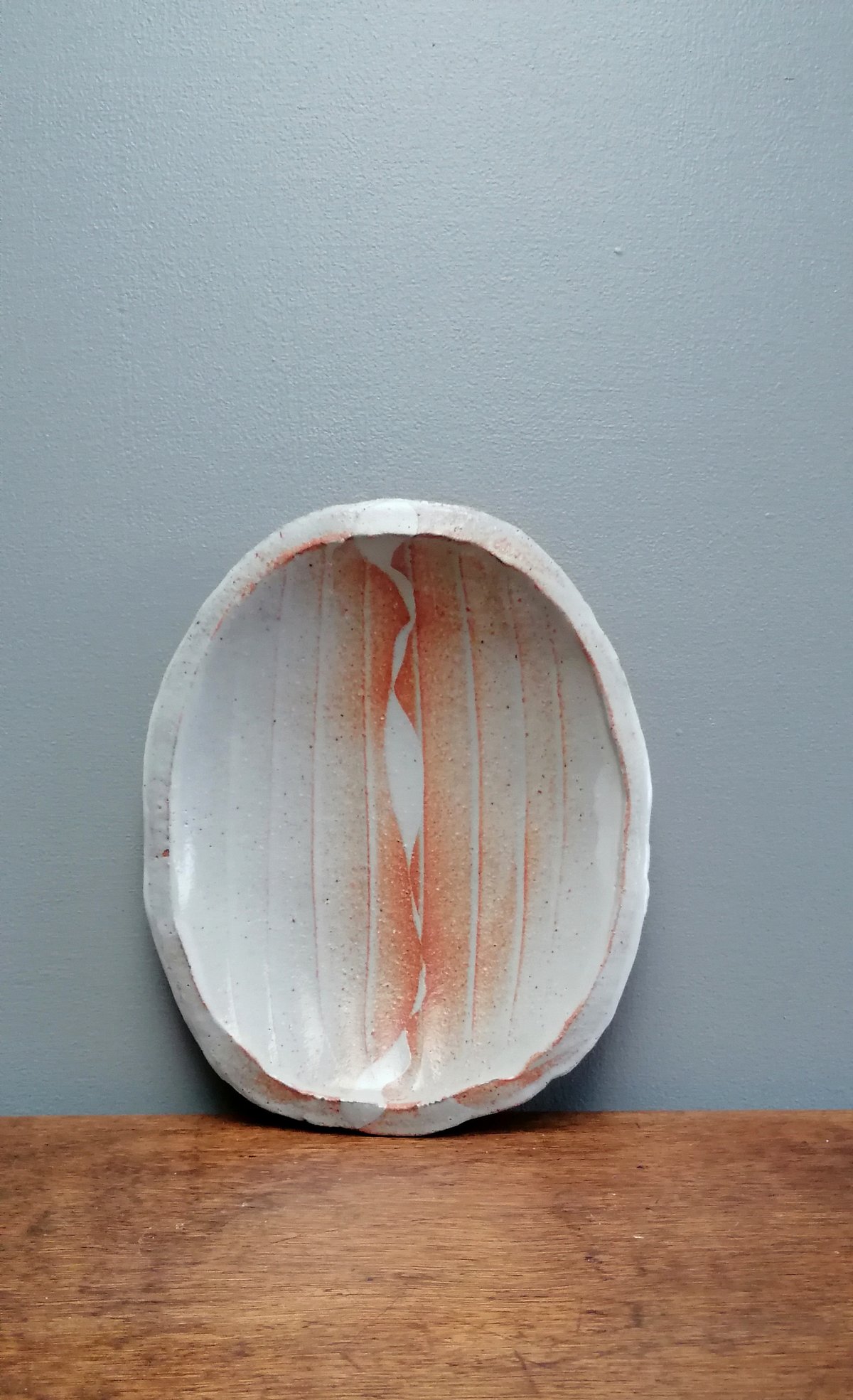 Image of Shino glazed slab built dish. Winter Sale 