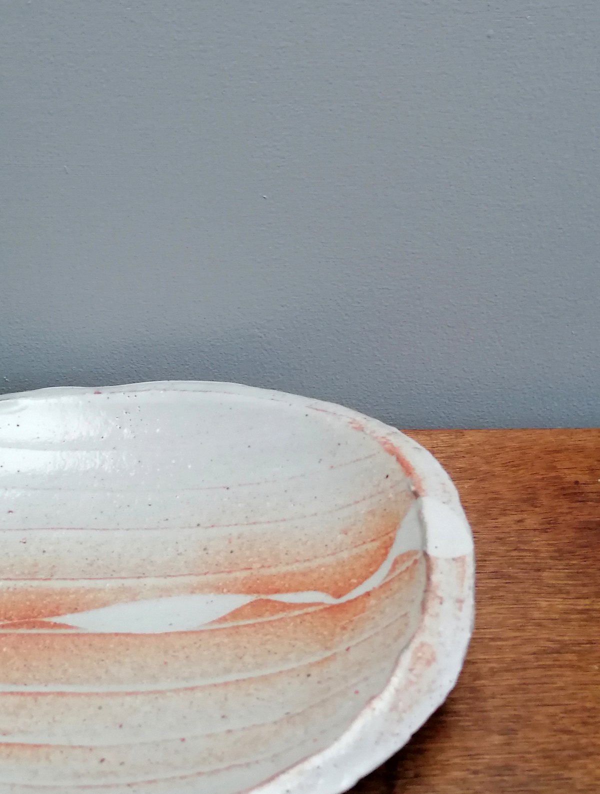 Image of Shino glazed slab built dish. Winter Sale 