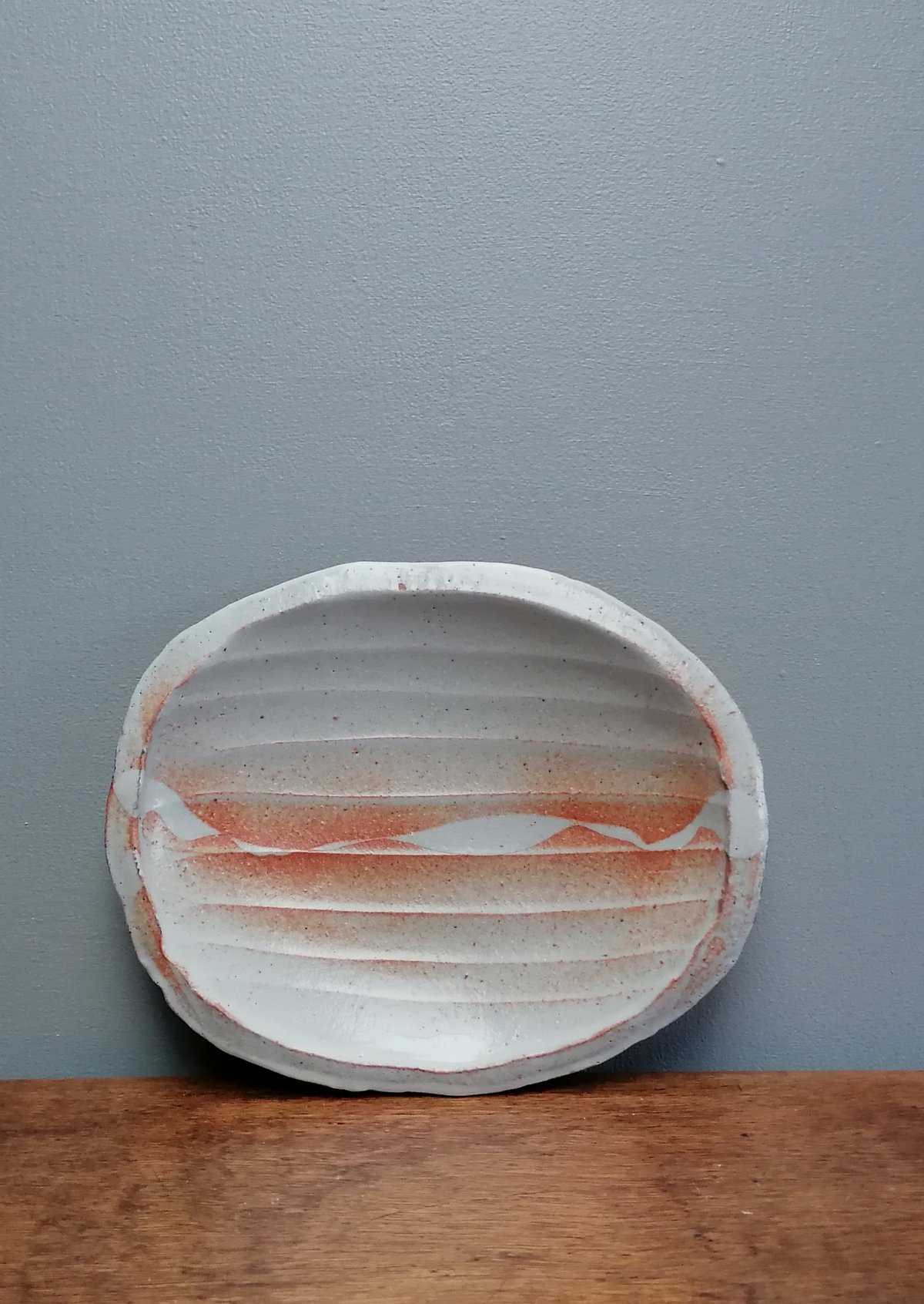 Image of Shino glazed slab built dish. Winter Sale 