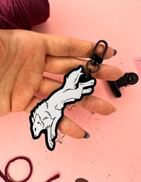 Image 2 of Running Wolf - Black Acrylic Keychain