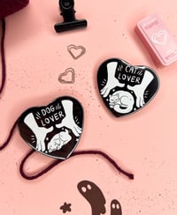 Image 1 of Cat Lover & Dog Lover - Heart Shaped Buttons