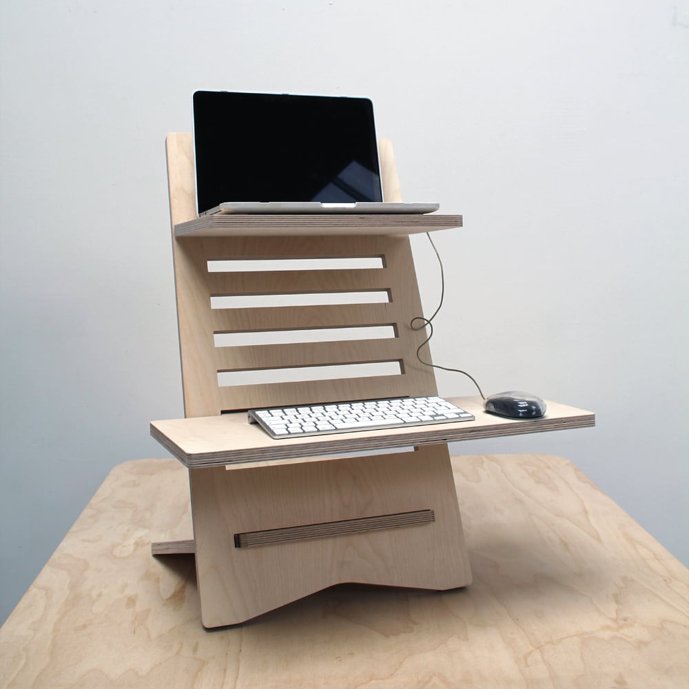 Image of Tursair Standing Desk with Two Wide Shelves