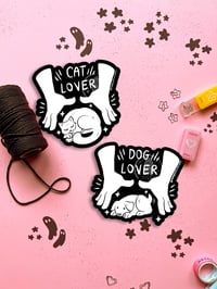 Image 1 of Cat Lover and Dog Lover - Vinyl Stickers