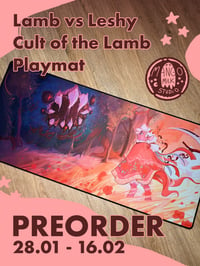 Image 1 of PREORDER Large Desk Playmat - Lamb vs Leshy | Cult of the Lamb