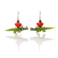 alligators in love earrings