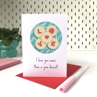 Image 1 of 'I love you more than jam biscuits' Love card