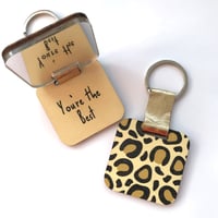 Image 1 of Personalised Leopard Print Keyring and Pocket Mirror