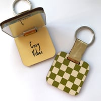 Image 1 of Personalised Checked Print Keyring and Pocket Mirror