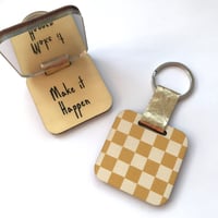 Image 3 of Personalised Checked Print Keyring and Pocket Mirror