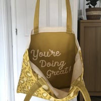 Image 2 of Leopard Print Cotton Tote with Message Inside Bag