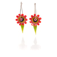 long flower drop earrings