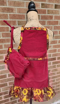 Image 1 of Girl's Apron & Bag Set - Burgundy Cordoroy 