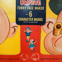 Image 5 of Popeye Funny Face Maker with 6 masks - Jaymar  Paper Mask Lot (1962)  with original box!