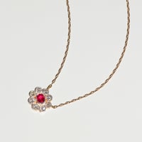 Image 2 of Ruby and Diamond Halo Necklace