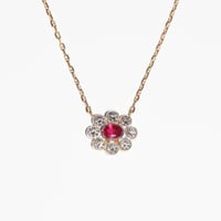 Image 1 of Ruby and Diamond Halo Necklace