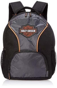 Harley Davidson Logo Backpack Black and Silver Front Pocket