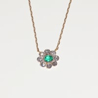 Image 1 of EMERALD AND DIAMOND HALO NECKLACE