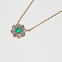 Image 2 of EMERALD AND DIAMOND HALO NECKLACE