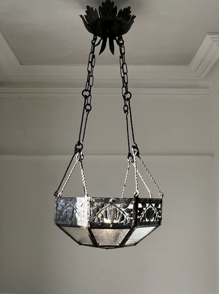 Image of Swedish Arts & Crafts Wrought Iron Lantern