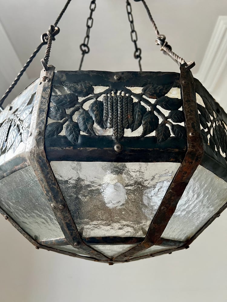 Image of Swedish Arts & Crafts Wrought Iron Lantern