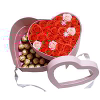 Box with flowers and chocolate 