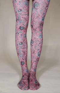 Image 1 of Pink Paisley Floral Tights