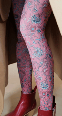 Image 2 of Pink Paisley Floral Tights