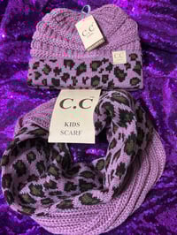Image 1 of Knitted Leopard Cuff Beanie and scarf 