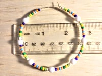 Image 2 of Delphinium White, Leaf Green, Yellow, and Orange Multicolor Beaded Large Hoop Earrings