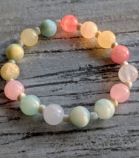 Image 2 of Chunky pastel handmade beaded stretch bracelet 