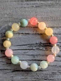 Image 1 of Chunky pastel handmade beaded stretch bracelet 