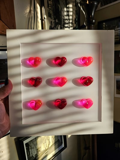 Image of 3D Chonky Heart Wall Art: 10x10 White Wooden Frame