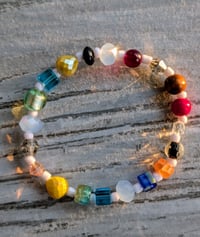 Image 2 of "Fun and flirty" colorful glass bead stretch bracelet 