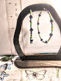 Image 5 of Viola Black, Lemon Yellow, Blue, and Magenta Multicolor Beaded Large Hoop Earrings